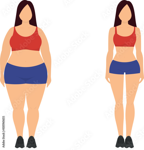 Fat and thin woman, before and after demonstration