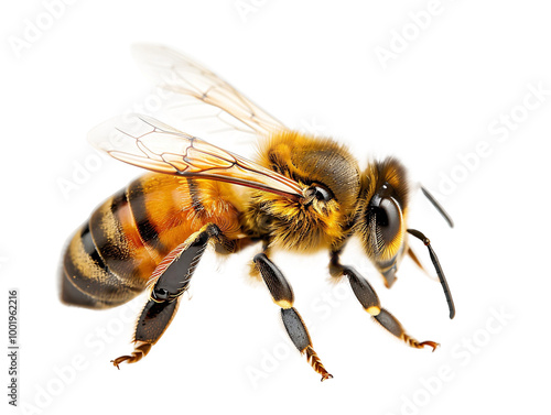 Stunning bee isolated on transparent flying