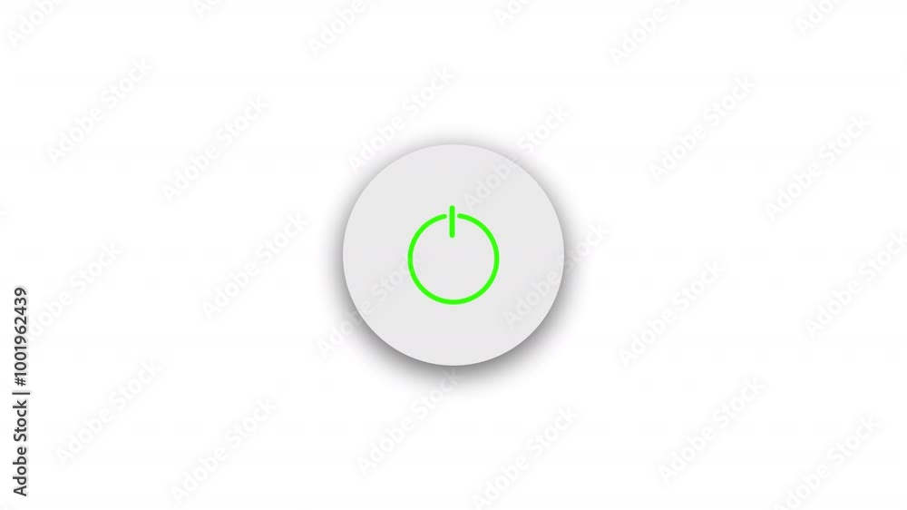 Power Button on animation on white background, concept on cursor click power button on animated, click the power button on. Power Button on animation on white background, concept on cursor click power button on animated, click the power button on.