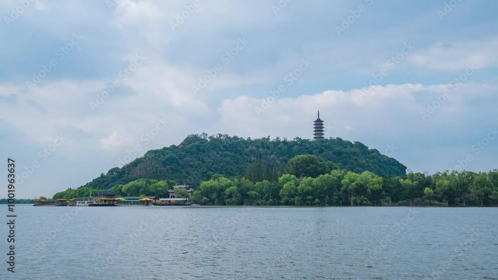 Jiangsu Zhenjiang Jiao Mountain Scenic Area Time-lapse 4K Jiangsu Zhenjiang Jiao Mountain Scenic Area Time-lapse 4K