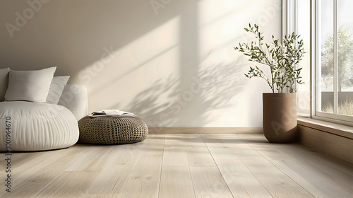 Minimalistic Living Room with Oak Vinyl Flooring