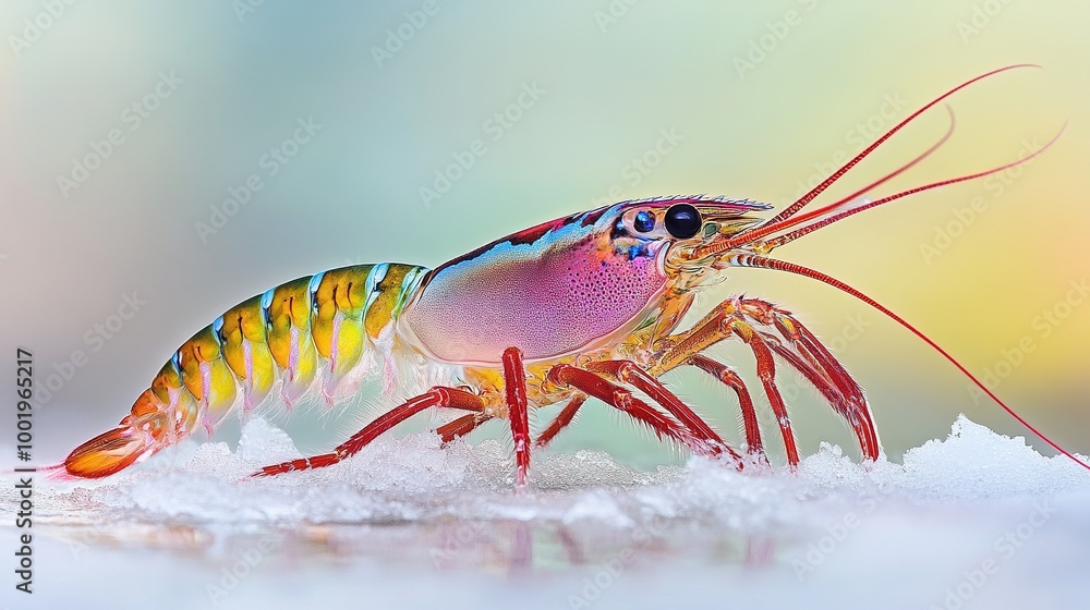 A Vibrant Giant Freshwater Prawn Resting on a Bed of Colorful Vegetables in a Culinary Presentation A Vibrant Giant Freshwater Prawn Resting on a Bed of Colorful Vegetables in a Culinary Presentation