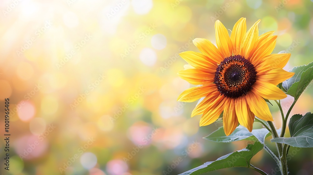 Obraz premium Vibrant sunflower basking in sunlight, symbolizing warmth and cheerfulness in nature's beauty.