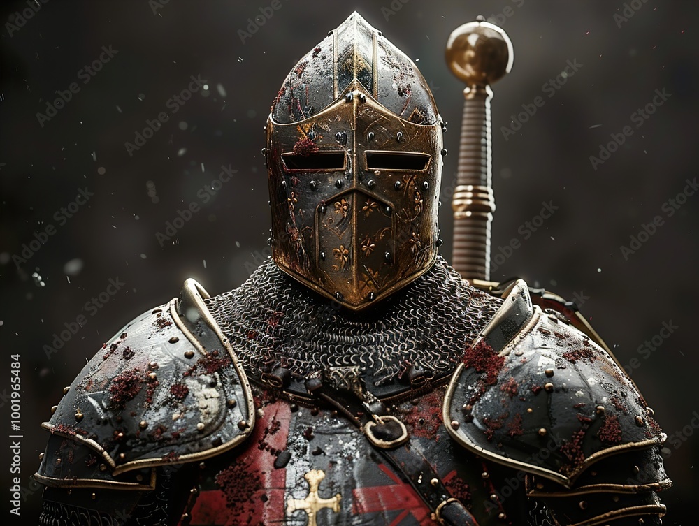 Medieval Knight in Full Armor - A Powerful Warrior Medieval Knight in Full Armor - A Powerful Warrior