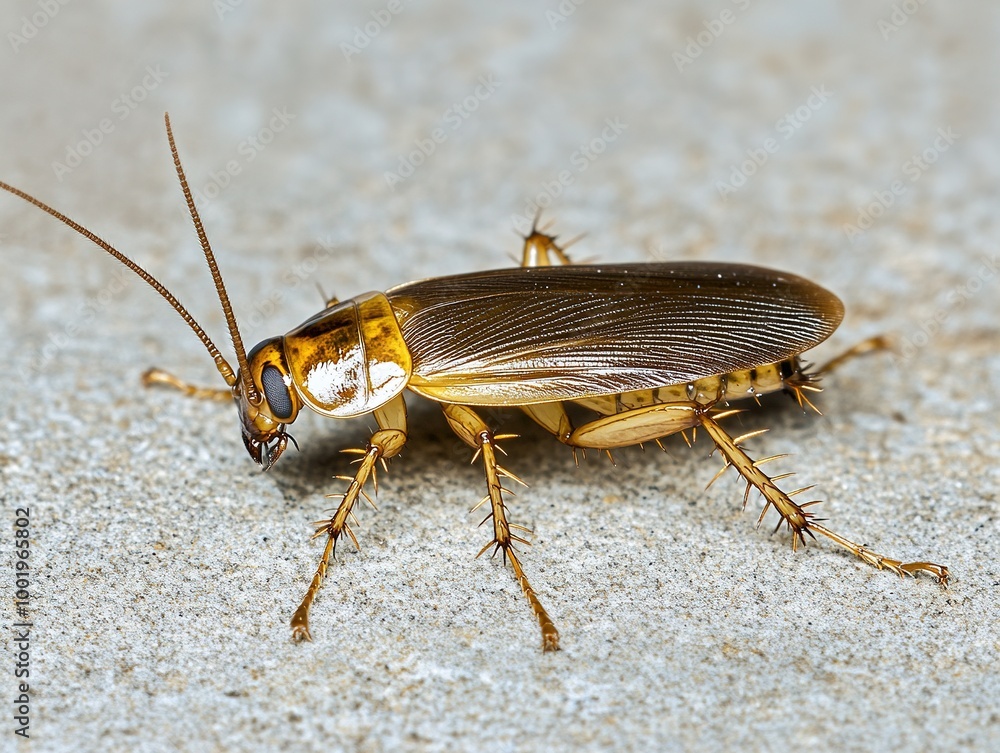 Close-Up of a Florida Cockroach on a Textured Surface Highlighting Its Intricate Features and Details Close-Up of a Florida Cockroach on a Textured Surface Highlighting Its Intricate Features and Details