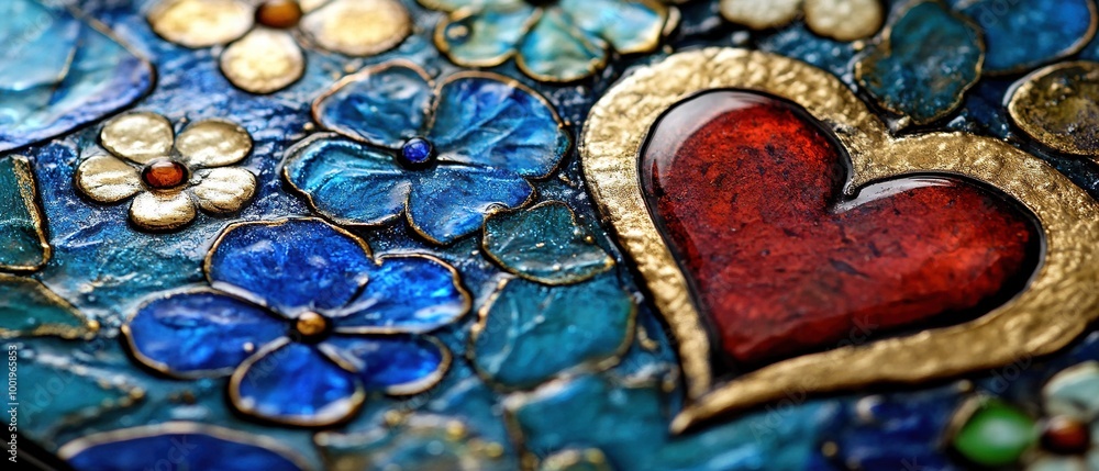 Close-Up of a Radiant Sacred Heart Symbol with Vibrant Colors and Intricate Design Elements Close-Up of a Radiant Sacred Heart Symbol with Vibrant Colors and Intricate Design Elements