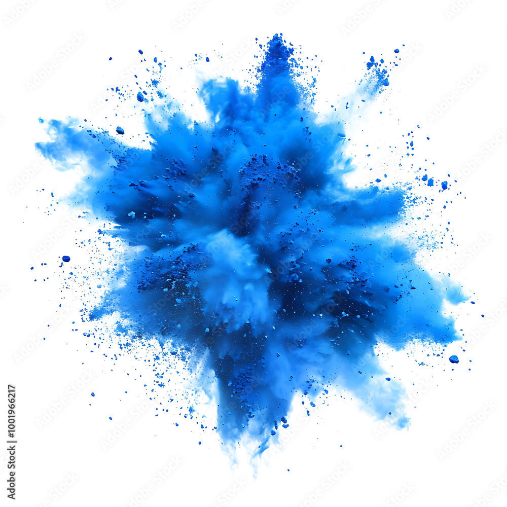 Cyan Blue Holi Powder Burst on White Background Cyan Blue Holi Powder Burst on White Background