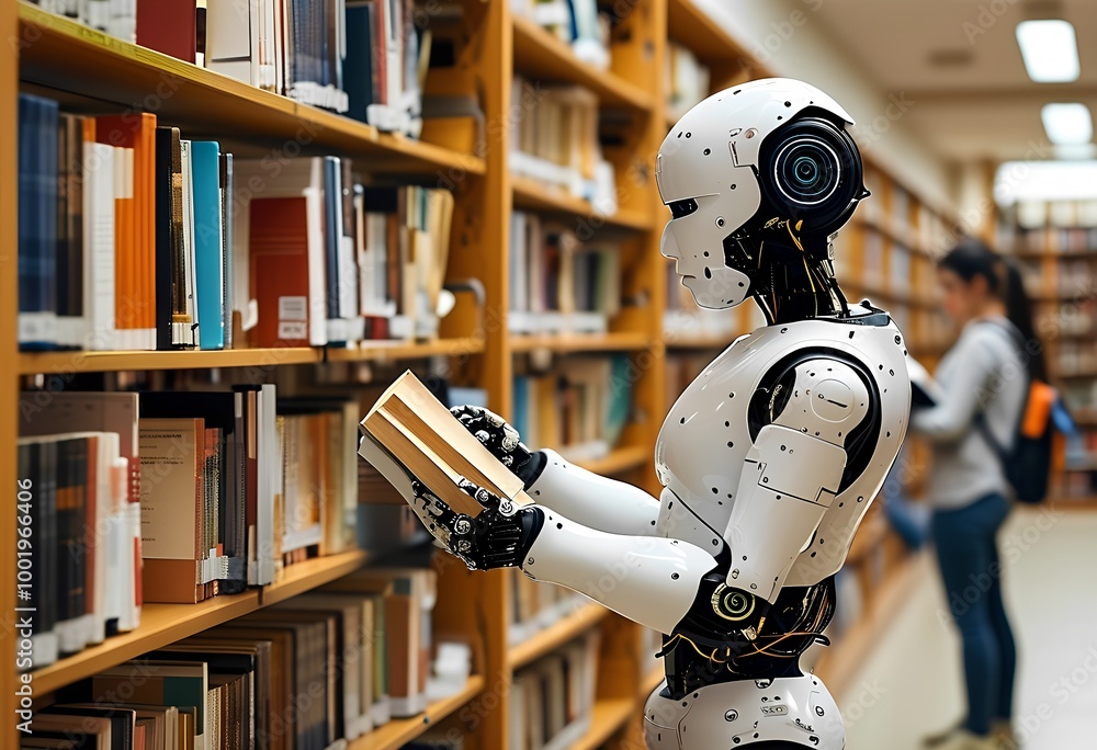 Fototapeta premium robot library 