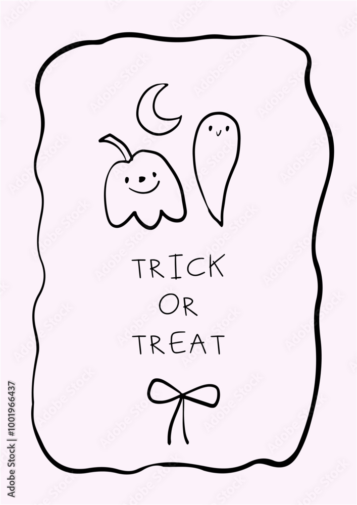 Cute Halloween Card. Doodle style Cute Halloween Card. Doodle style