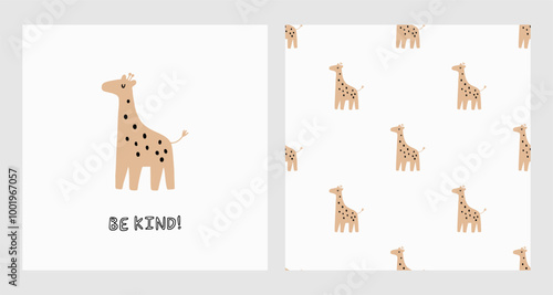 Photography Safari animals cute illustration in Flat style