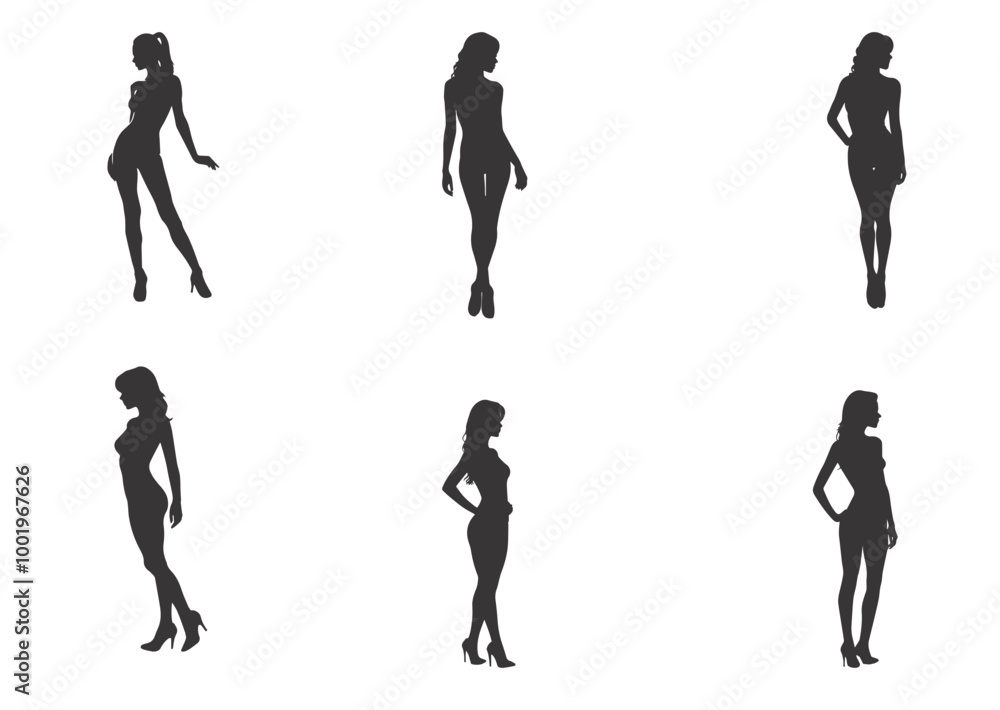 silhouettes set of beautiful sexy women silhouettes set of beautiful sexy women