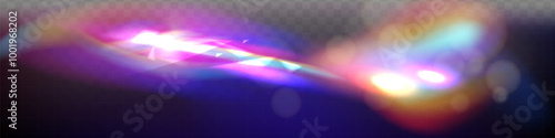 Crystal rays of light, prism refraction, lens flare, crystal glass reflection effect. Prism vector, realistic light leak effect with spectral flare.