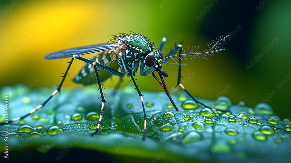 Close-up Photo of a Mosquito on a Leaf with a Green Background
Close-up Photo of a Mosquito on a Leaf with a Green Background