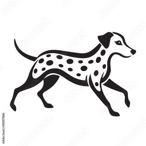 Dalmatian dog silhouette vector illustration on a white background