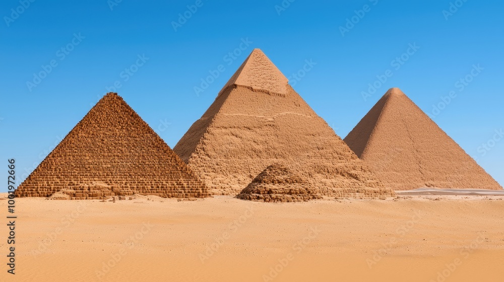 Majestic Pyramids of Giza in the Desert of Egypt Majestic Pyramids of Giza in the Desert of Egypt