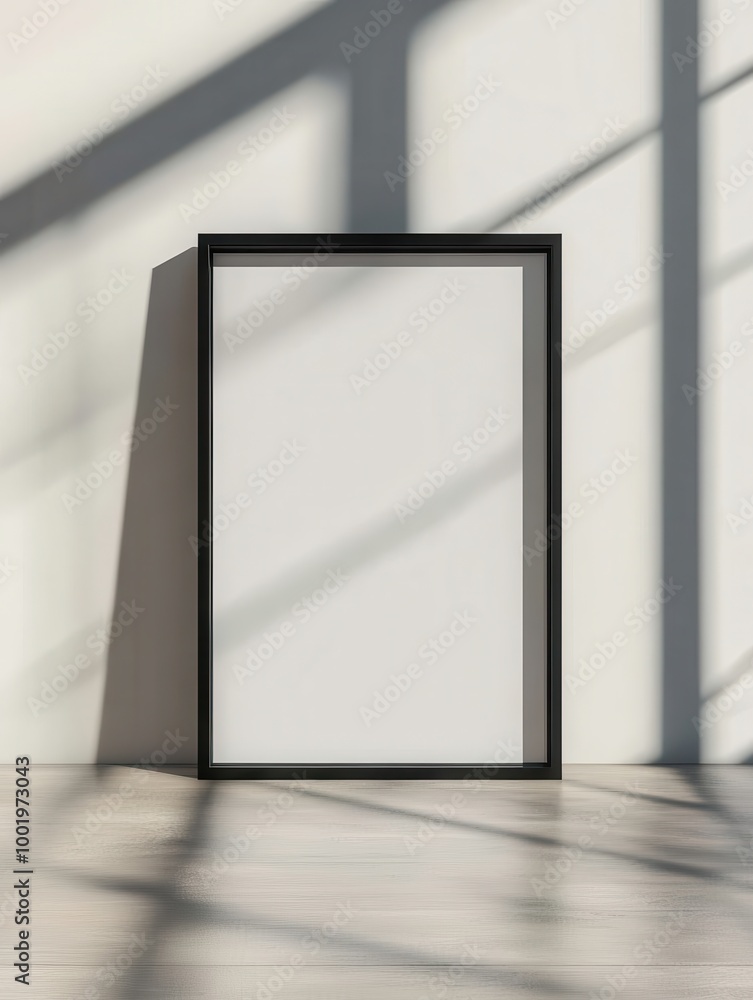 A minimalist blank frame casts shadows on a light surface, creating an aesthetic interplay of light and space. A minimalist blank frame casts shadows on a light surface, creating an aesthetic interplay of light and space.