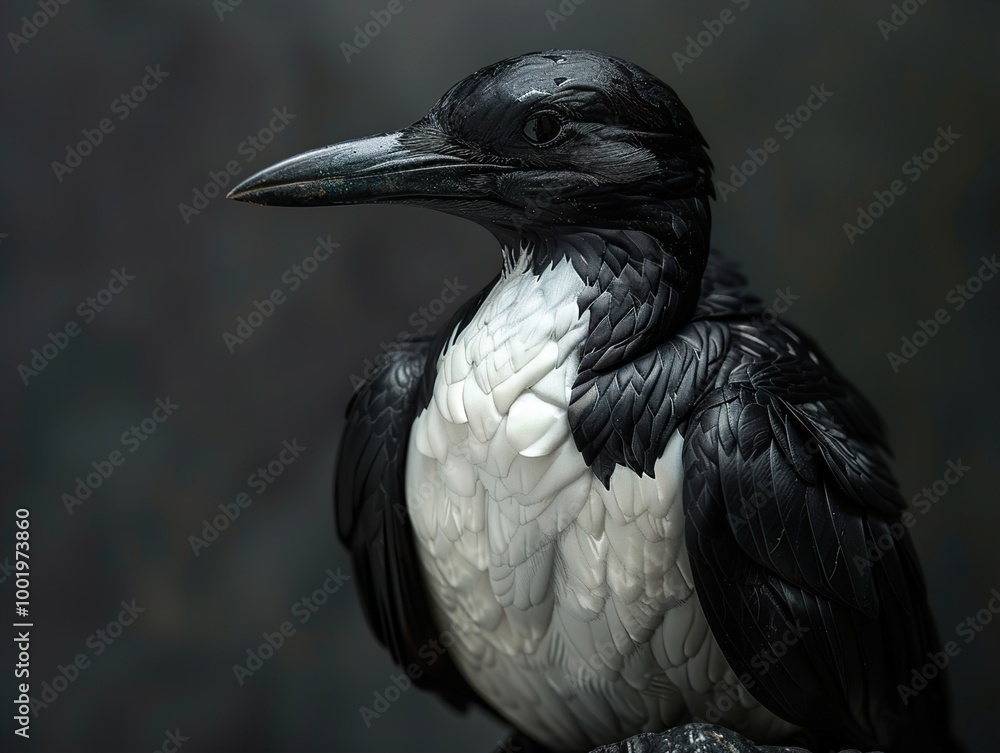 Fototapeta premium Black and White Bird Portrait: Close Up of a Seabird