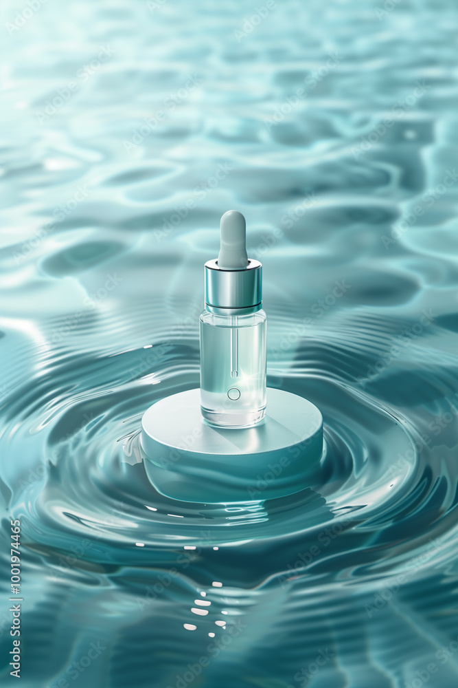 3d hydrating moisturizer banner ad featuring a cosmetic droplet bottle 3d hydrating moisturizer banner ad featuring a cosmetic droplet bottle