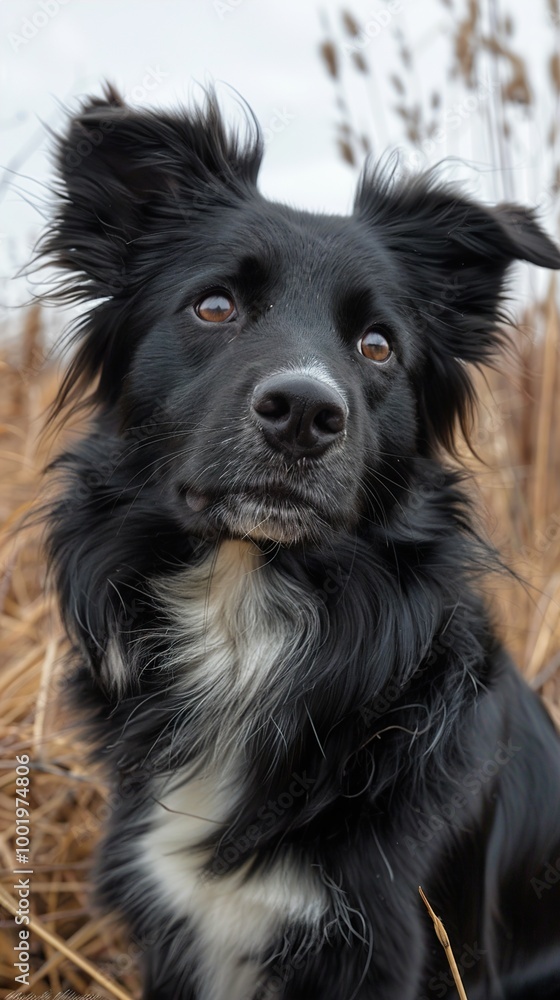 Black and White Border Collie Dog Portrait Black and White Border Collie Dog Portrait