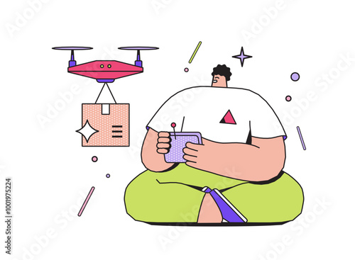 Man controlling delivery drone