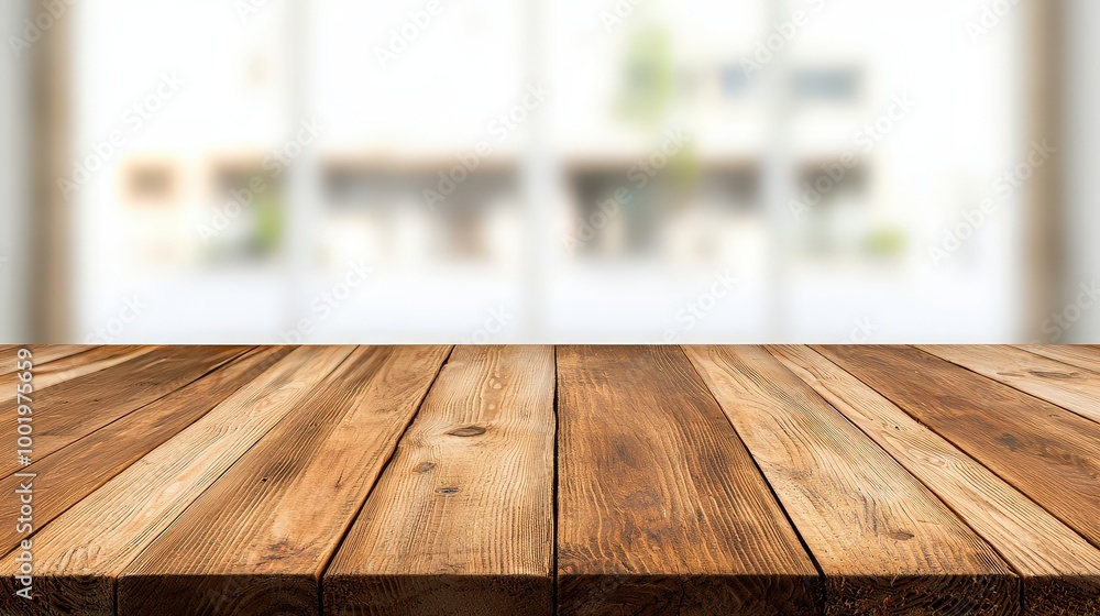 Rustic Wooden Tabletop with Blurred Interior Background for Product Display Rustic Wooden Tabletop with Blurred Interior Background for Product Display