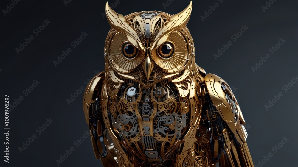 Obraz premium Golden Mechanical Owl