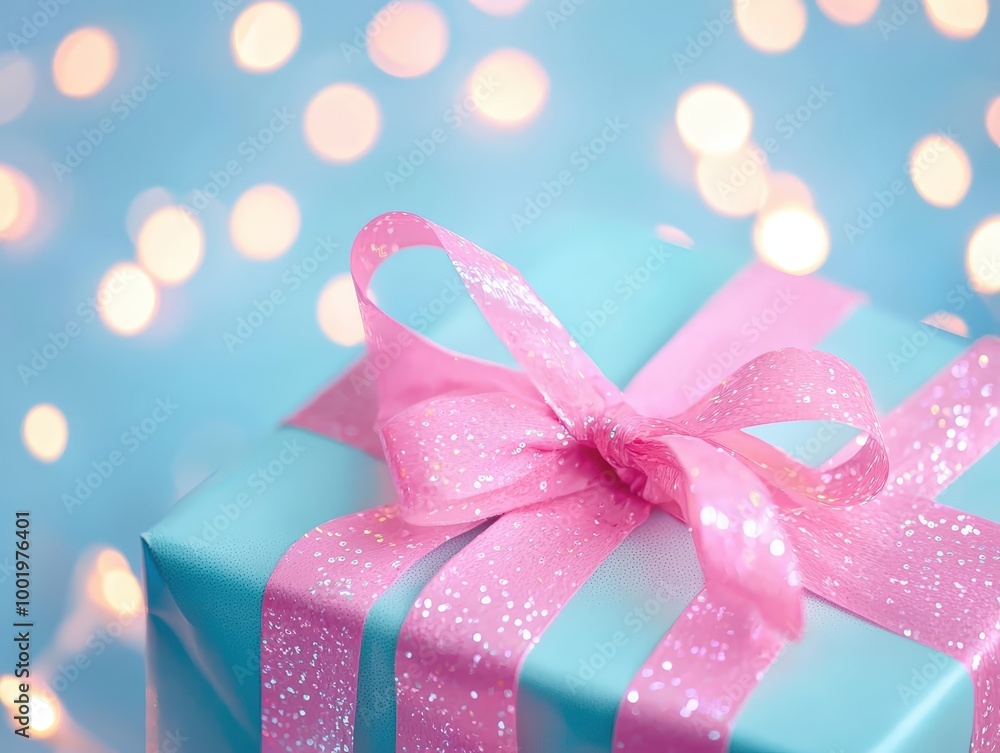 Gift box with a pink bow Gift box with a pink bow