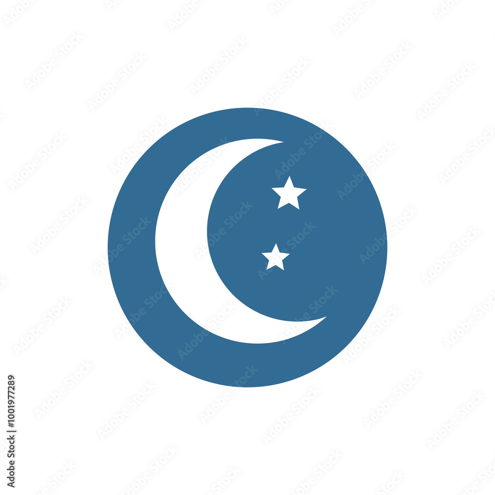 Moon Icon In Circle Button. Icon for Website or Mobile Phone Moon Icon In Circle Button. Icon for Website or Mobile Phone
