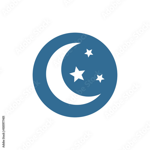 Moon Icon In Circle Button. Icon for Website or Mobile Phone