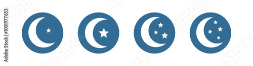 Moon Icon In Circle Button. Icon for Website or Mobile Phone