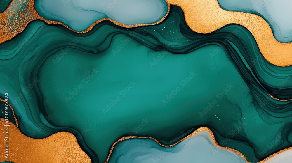 Abstract Green and Gold Watercolor Background Fluid Art Swirls Marble Texture Abstract Green and Gold Watercolor Background Fluid Art Swirls Marble Texture