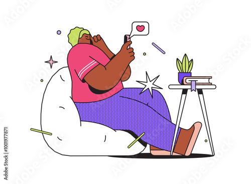 Woman puts likes on the phone