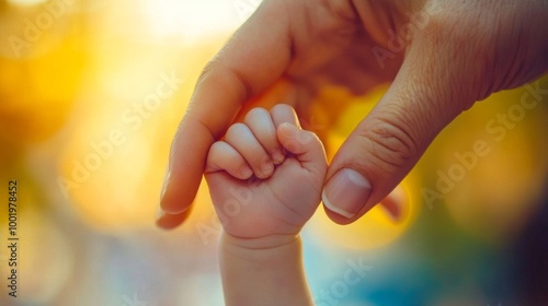  babys tiny fingers holding onto a father hand