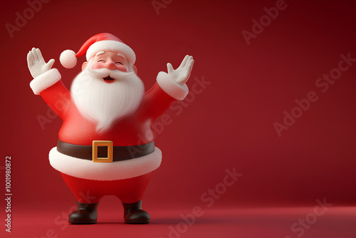 3d cartoon Emotional Santa Claus on the red background