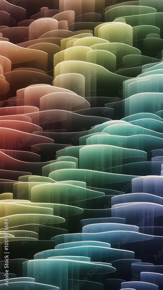 Obraz premium Colorful abstract wave patterns with smooth gradients flowing through layers, creating a vibrant visual effect in the background. Generative AI