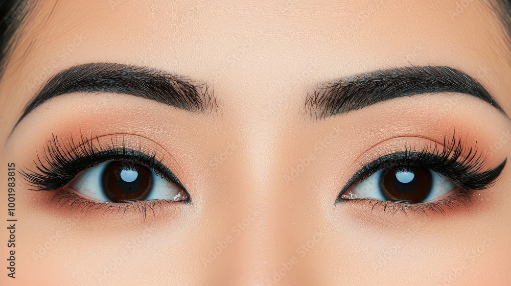 Close up of Beautiful Eyes with Eyeliner and False Eyelashes Close up of Beautiful Eyes with Eyeliner and False Eyelashes