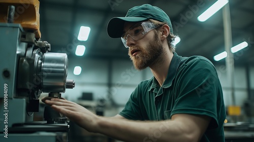 Focused Worker in Industrial Workshop Setting