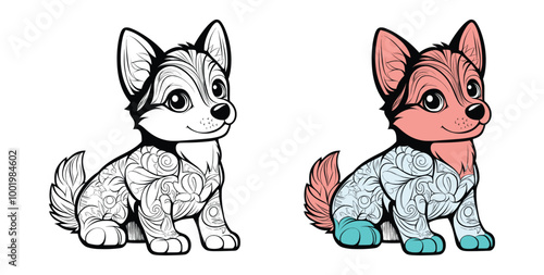 Dog Mandala Dog Coloring page editable vector illustration design