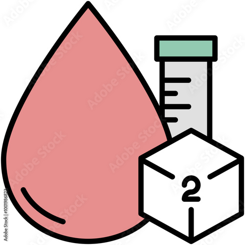 Type 2  Diabetes Icon. High Blood Sugar Pictogram Graphic Illustration. Isolated Simple Filled Line Icon For Infographic, App and Web Button.