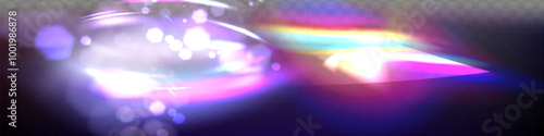 Crystal rays of light, prism refraction, lens flare, crystal glass reflection effect. Prism vector, realistic light leak effect with spectral flare.