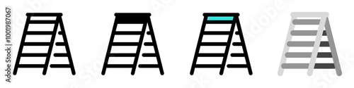 Editable folding ladder, step, stepladder vector icon. Construction, tools, industry. Part of a big icon set family. Perfect for web and app interfaces, presentations, infographics, etc