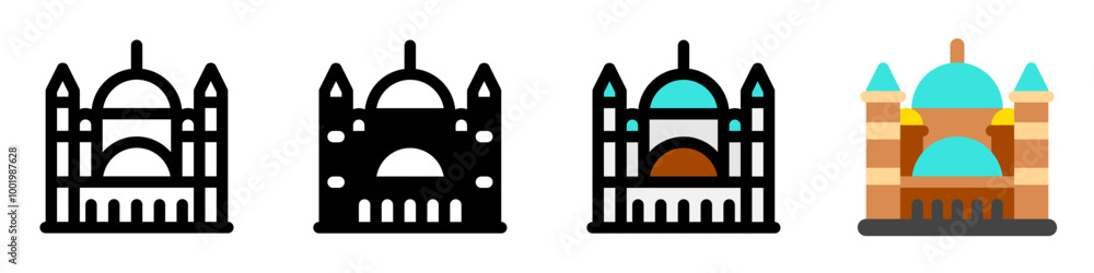 Editable mosque vector icon. Landmark, monument, middle east, religious, building, architecture. Part of a big icon set family. Perfect for web and app interfaces, presentations, infographics, etc Editable mosque vector icon. Landmark, monument, middle east, religious, building, architecture. Part of a big icon set family. Perfect for web and app interfaces, presentations, infographics, etc