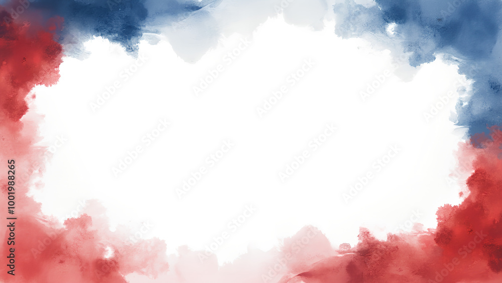 This red white and blue border frame features a stunning watercolor effect perfect for patriotic themes