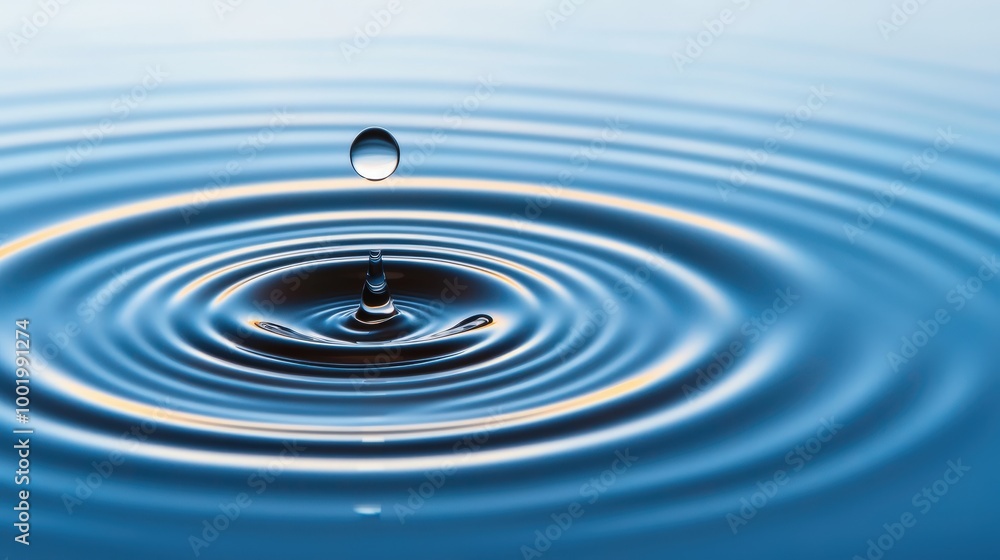 Water Droplet Ripples Calm Pond Abstract Blue Nature Photography Water Droplet Ripples Calm Pond Abstract Blue Nature Photography