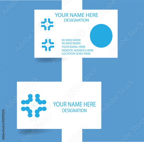Business card Template Blue White Simple