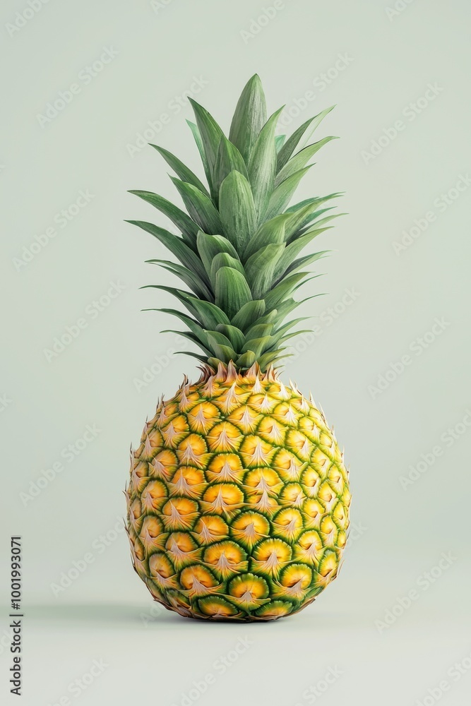 Fresh Pineapple on Soft Green Background Fresh Pineapple on Soft Green Background