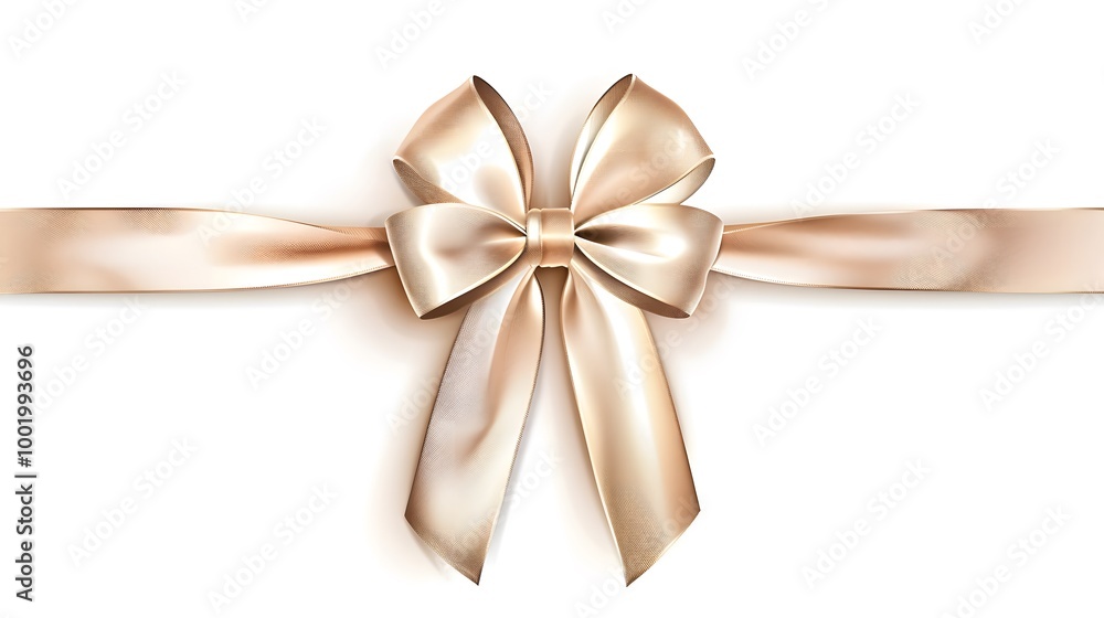 A glossy satin bow tied with a golden knot, a festive decoration perfect for Christmas gifts or Valentine's Day cards A glossy satin bow tied with a golden knot, a festive decoration perfect for Christmas gifts or Valentine's Day cards