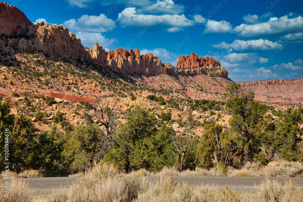 Red Rock Formations Along Burr Trail Road in Long Canyon in Grand Staircase-Escalante National Monument in Utah.