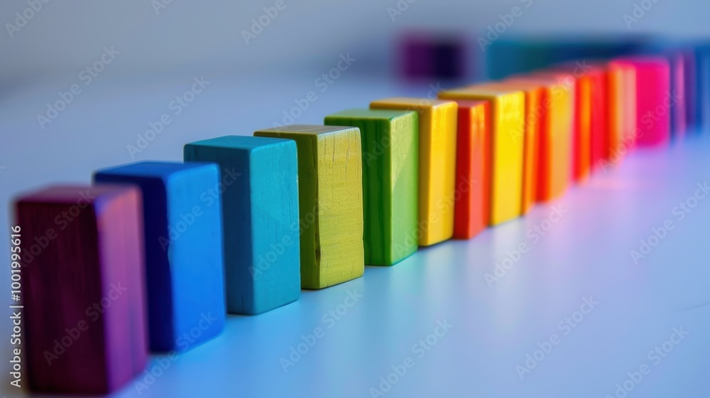 Colorful Wooden Blocks in Perfect Alignment Colorful Wooden Blocks in Perfect Alignment
