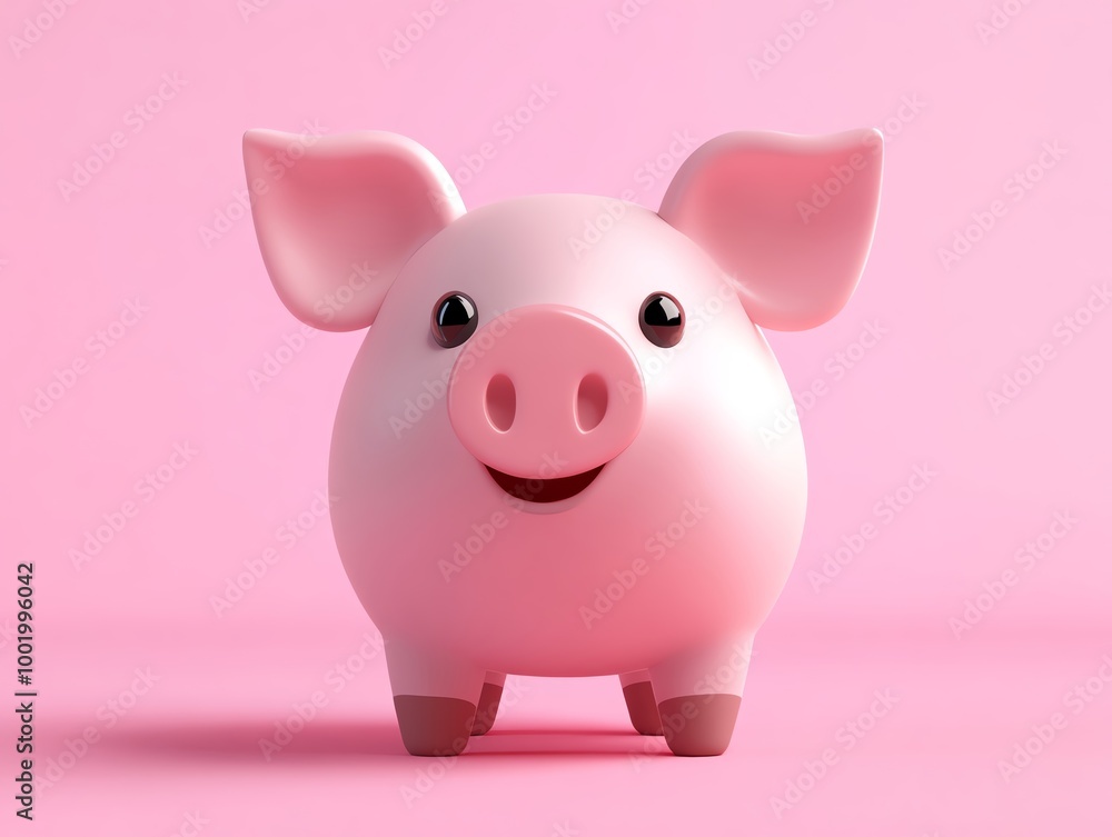 A cute pig in 3D, clean solid color background, easy to cut out A cute pig in 3D, clean solid color background, easy to cut out